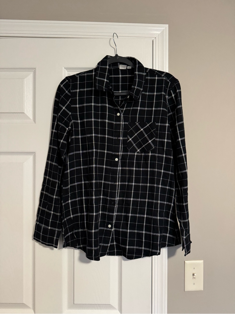 GAP Black and White Windowpane Flannel Shirt